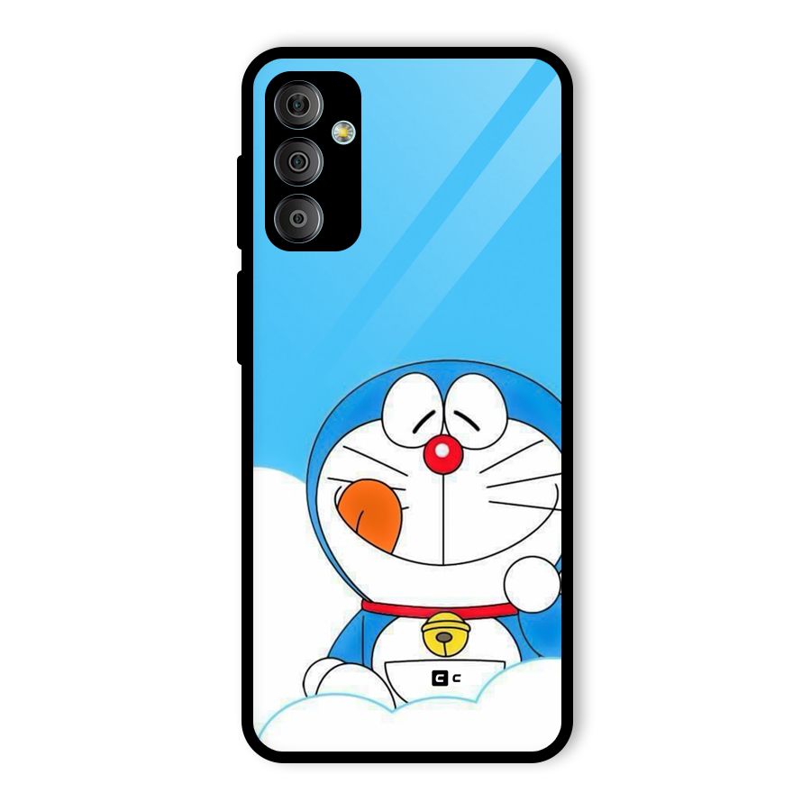 Doremon On Clouds Glass Back Case for Galaxy F23