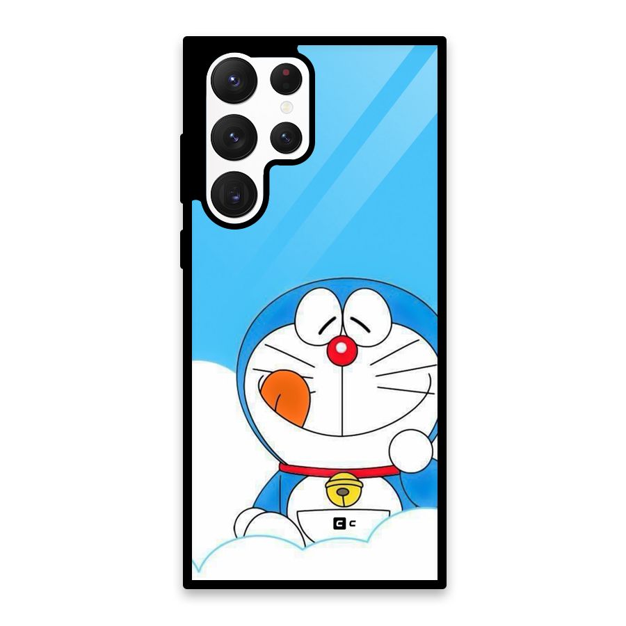 Doremon On Clouds Glass Back Case for Galaxy S22 Ultra 5G