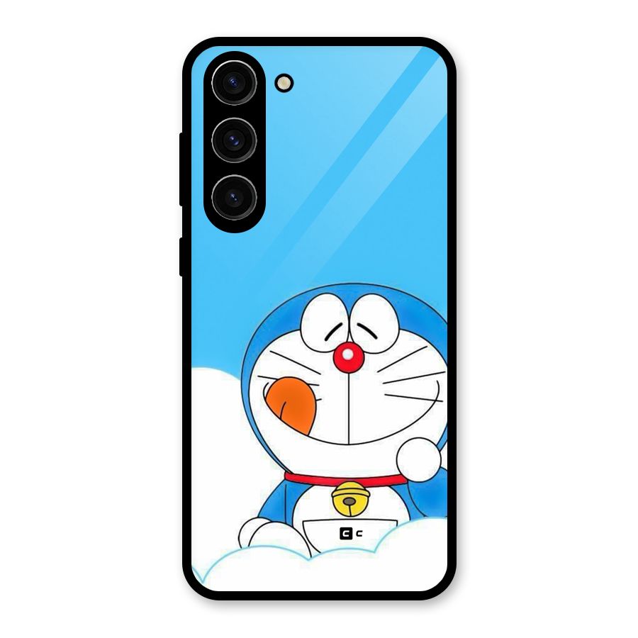 Doremon On Clouds Glass Back Case for Galaxy S23 Plus