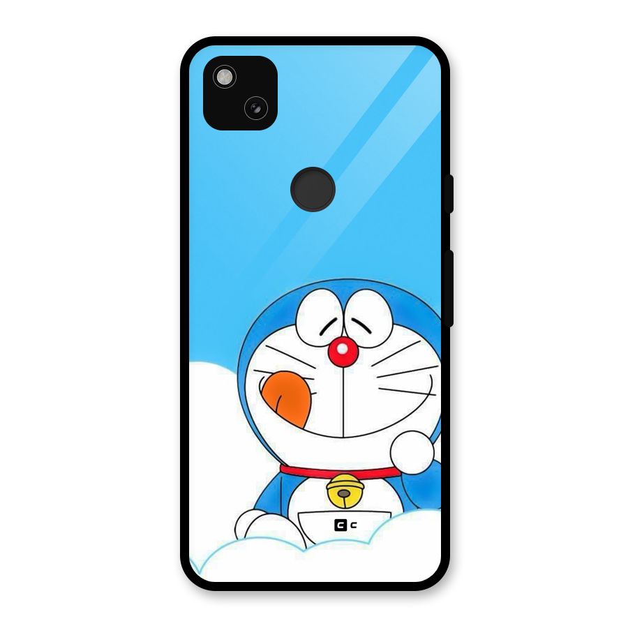 Doremon On Clouds Glass Back Case for Google Pixel 4a