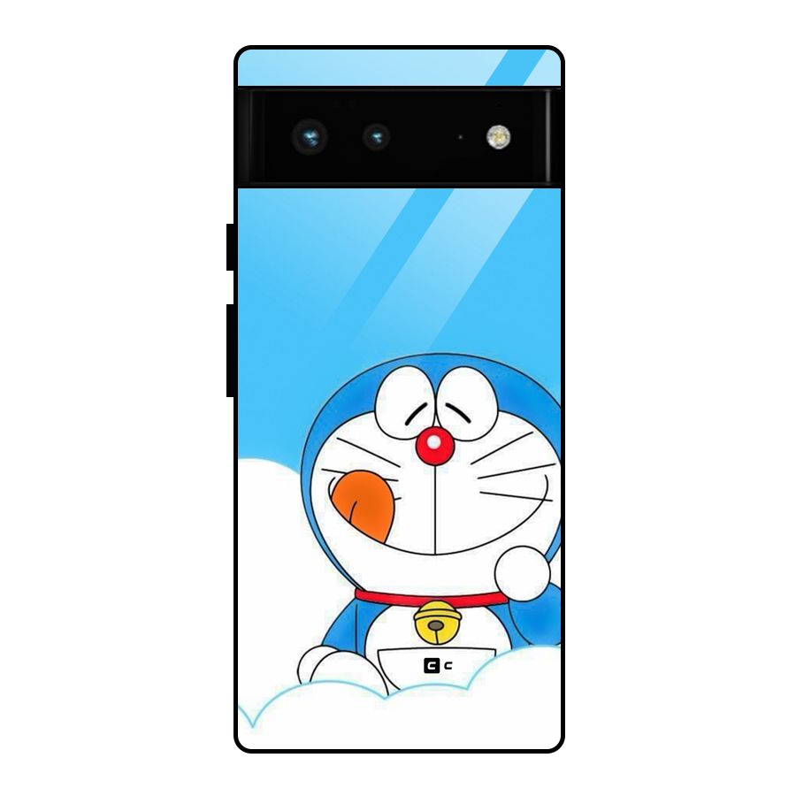 Doremon On Clouds Glass Back Case for Google Pixel 6