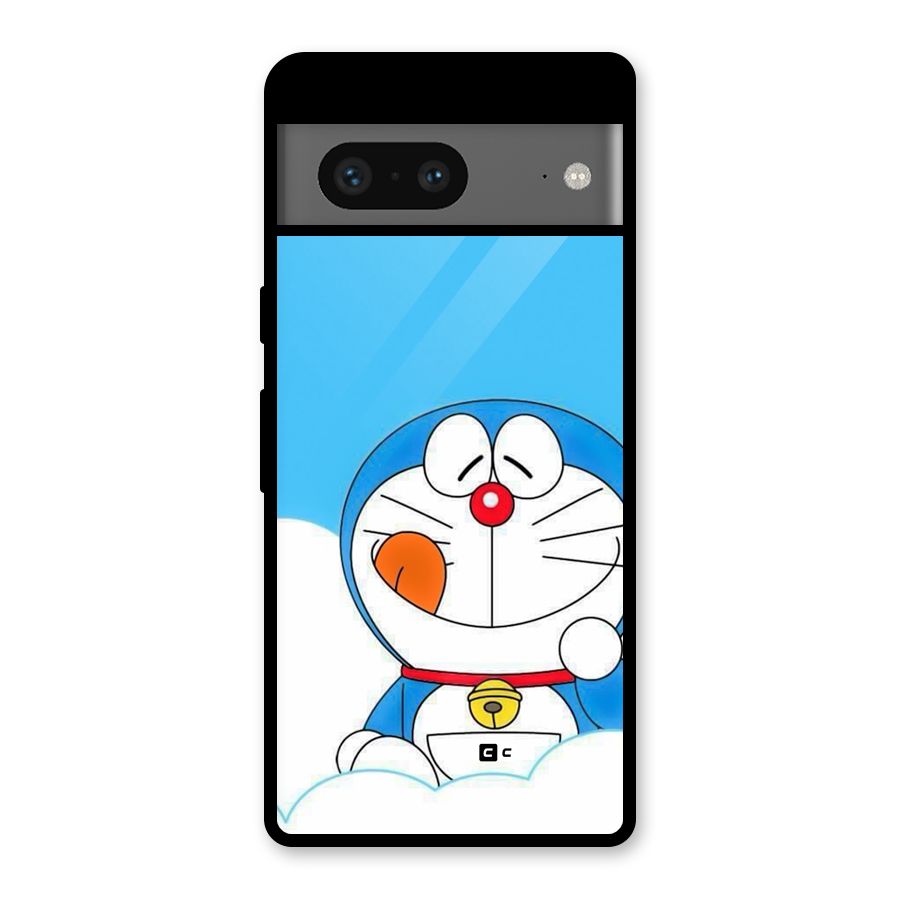 Doremon On Clouds Glass Back Case for Google Pixel 7