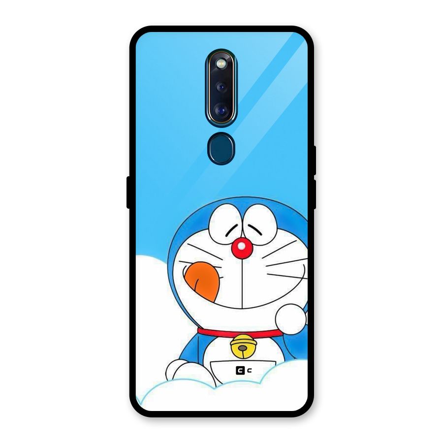 Doremon On Clouds Glass Back Case for Oppo F11 Pro