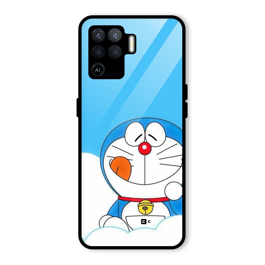 Doremon On Clouds Glass Back Case for Oppo F19 Pro