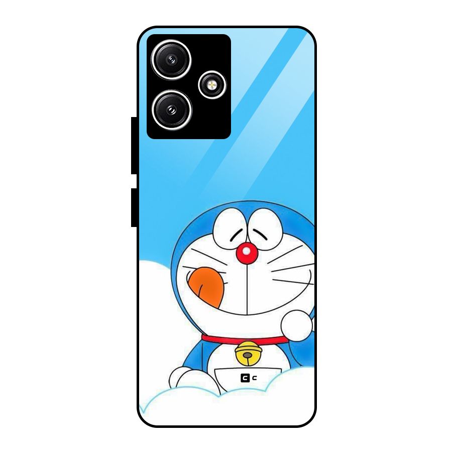 Doremon On Clouds Glass Back Case for Poco M6 Pro