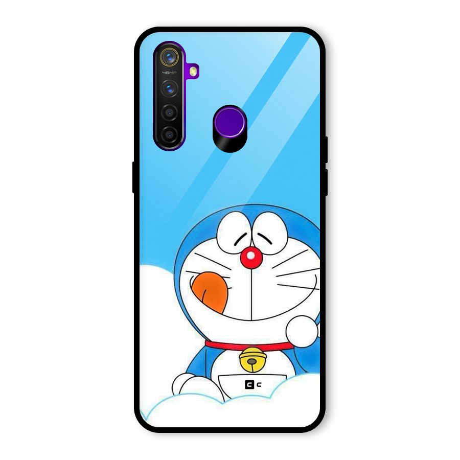 Doremon On Clouds Glass Back Case for Realme 5 Pro