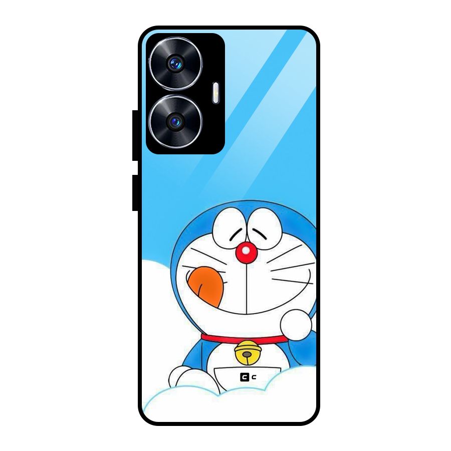 Doremon On Clouds Glass Back Case for Realme Narzo N55