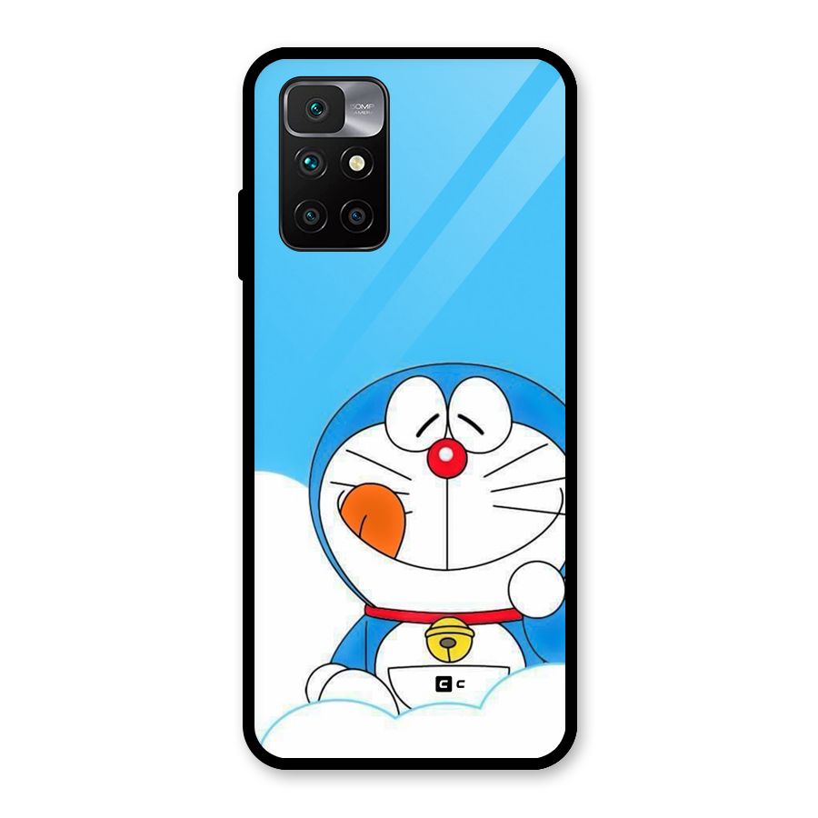 Doremon On Clouds Glass Back Case for Redmi 10 Prime