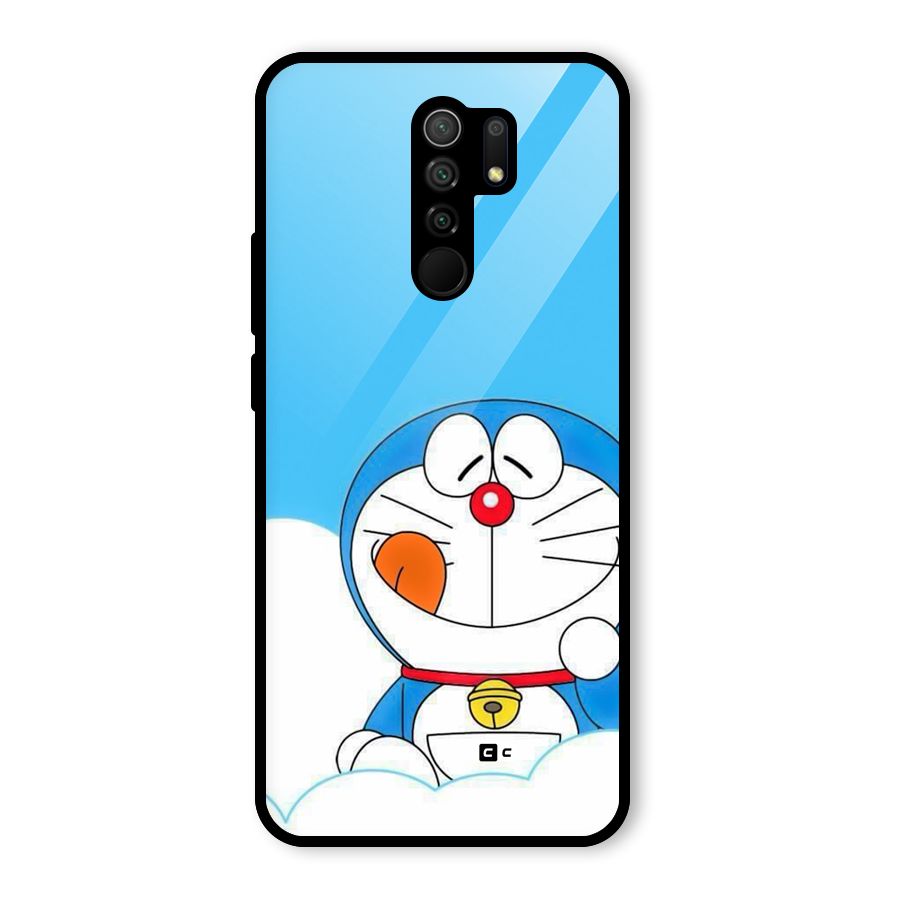 Doremon On Clouds Glass Back Case for Redmi 9 Prime