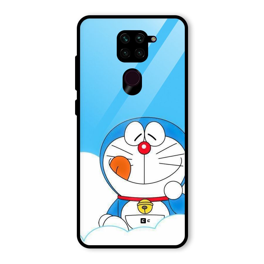 Doremon On Clouds Glass Back Case for Redmi Note 9