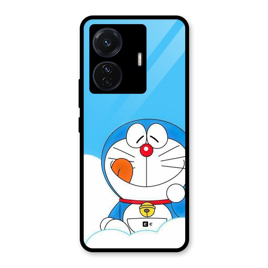 Doremon On Clouds Glass Back Case for Vivo T1 Pro