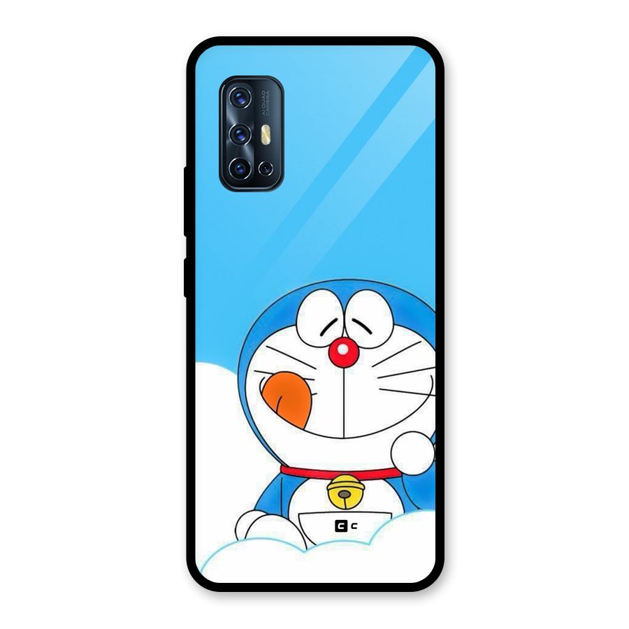 Doremon On Clouds Glass Back Case for Vivo V17