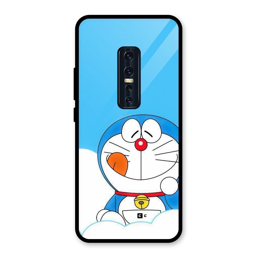 Doremon On Clouds Glass Back Case for Vivo V17 Pro