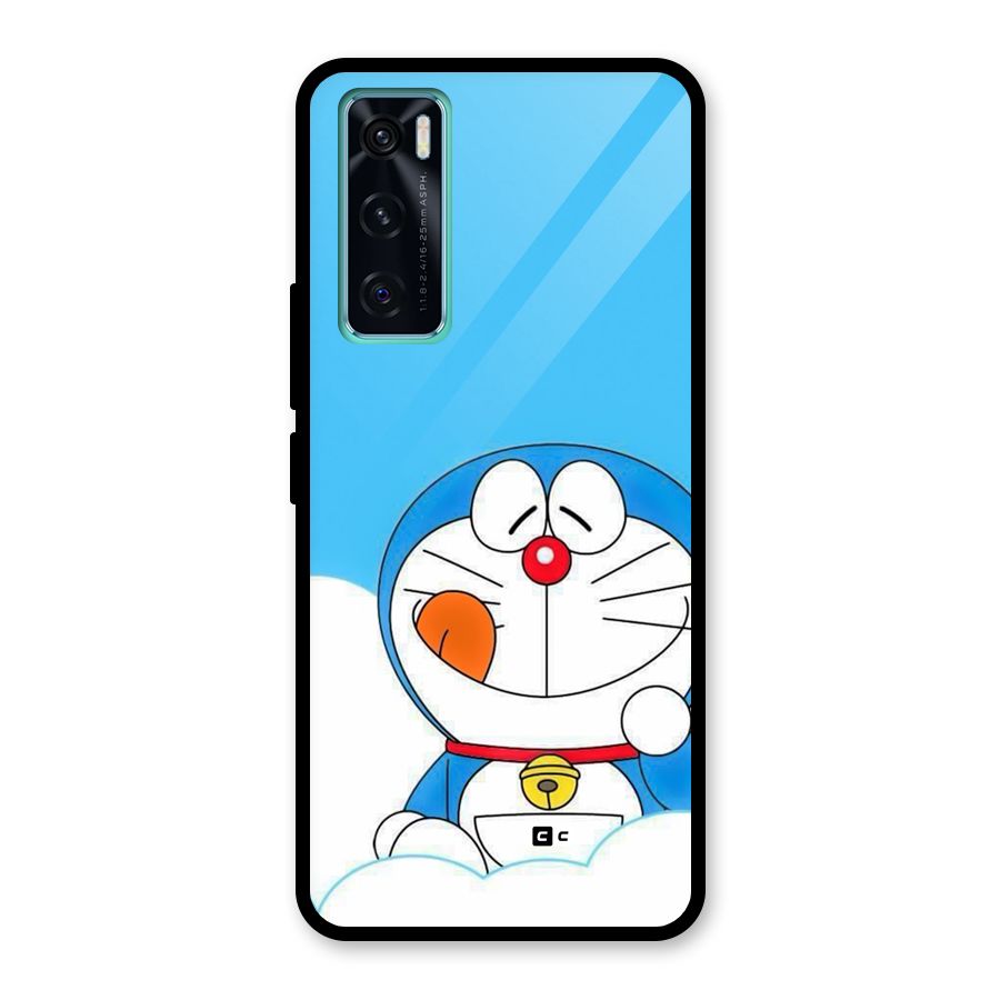Doremon On Clouds Glass Back Case for Vivo V20 SE