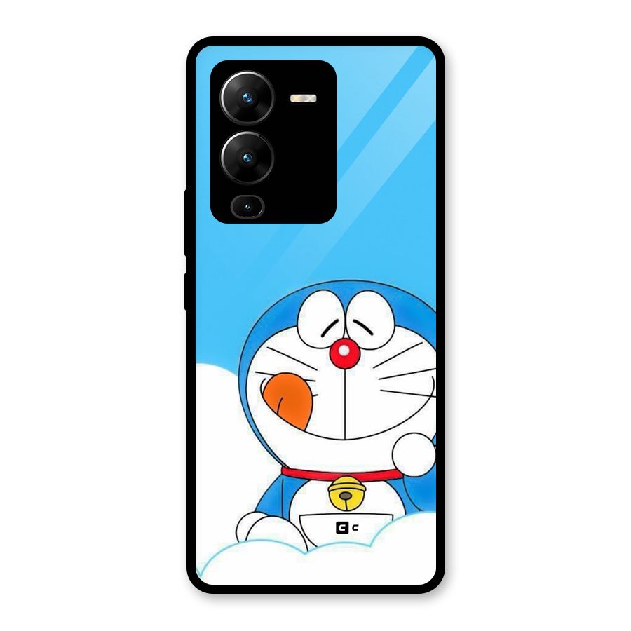 Doremon On Clouds Glass Back Case for Vivo V25 Pro