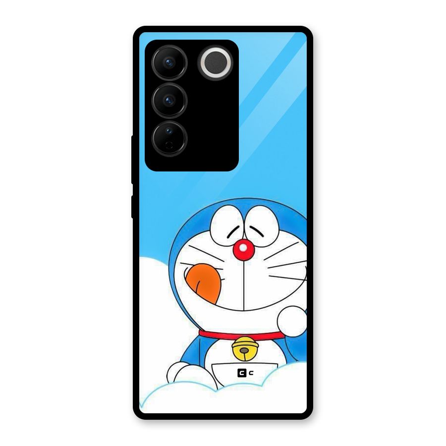Doremon On Clouds Glass Back Case for Vivo V27
