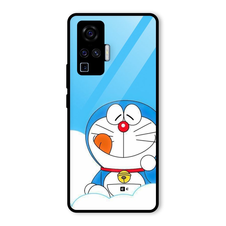Doremon On Clouds Glass Back Case for Vivo X50 Pro