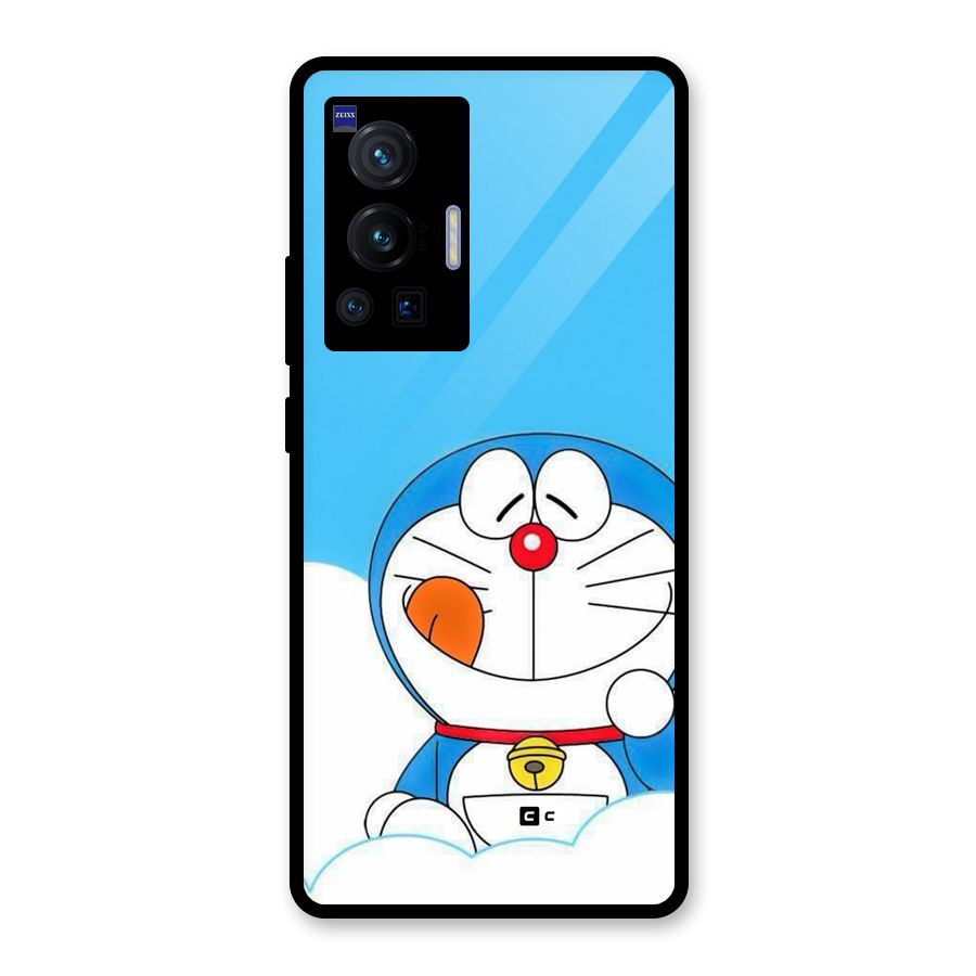 Doremon On Clouds Glass Back Case for Vivo X70 Pro
