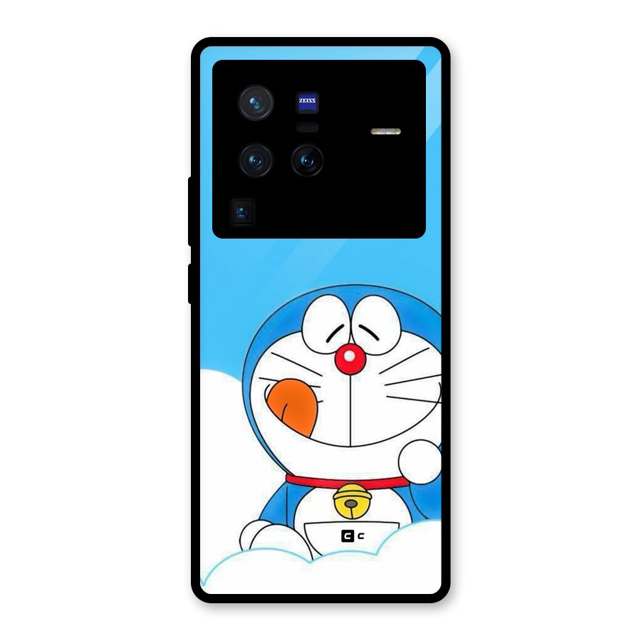 Doremon On Clouds Glass Back Case for Vivo X80 Pro