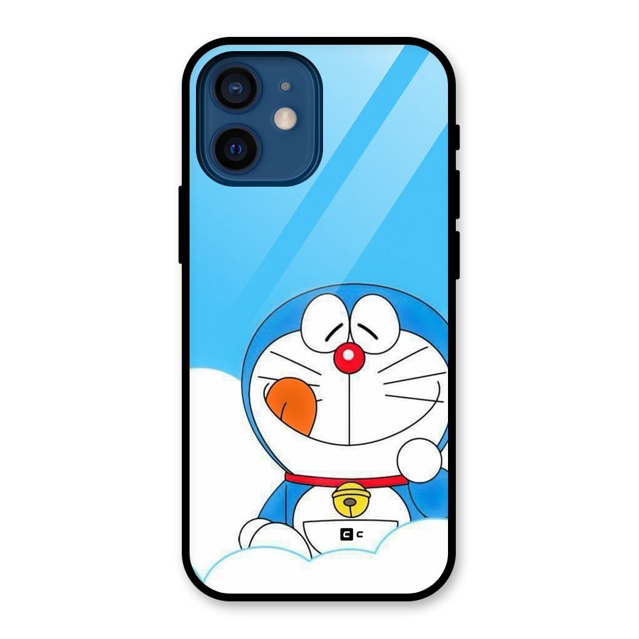 Doremon On Clouds Glass Back Case for iPhone 12 Mini