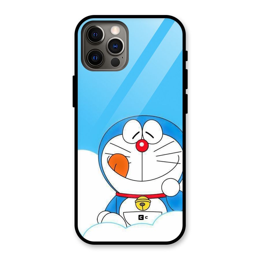 Doremon On Clouds Glass Back Case for iPhone 12 Pro