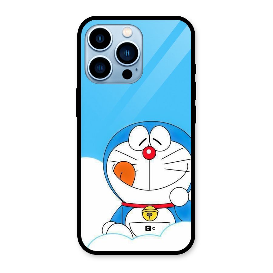 Doremon On Clouds Glass Back Case for iPhone 13 Pro
