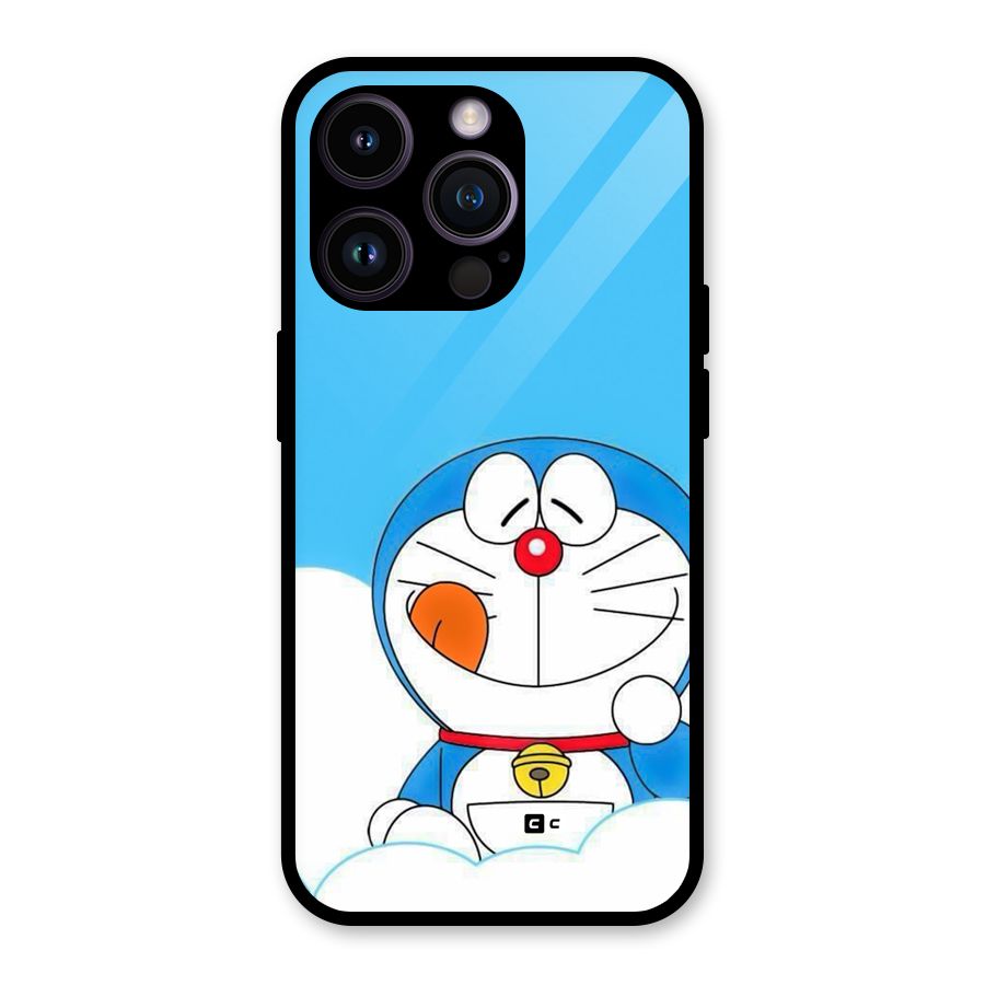 Doremon On Clouds Glass Back Case for iPhone 14 Pro