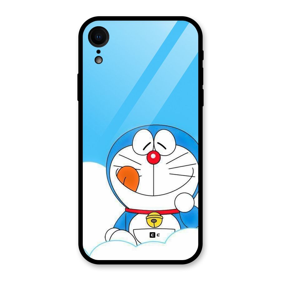 Doremon On Clouds Glass Back Case for iPhone XR