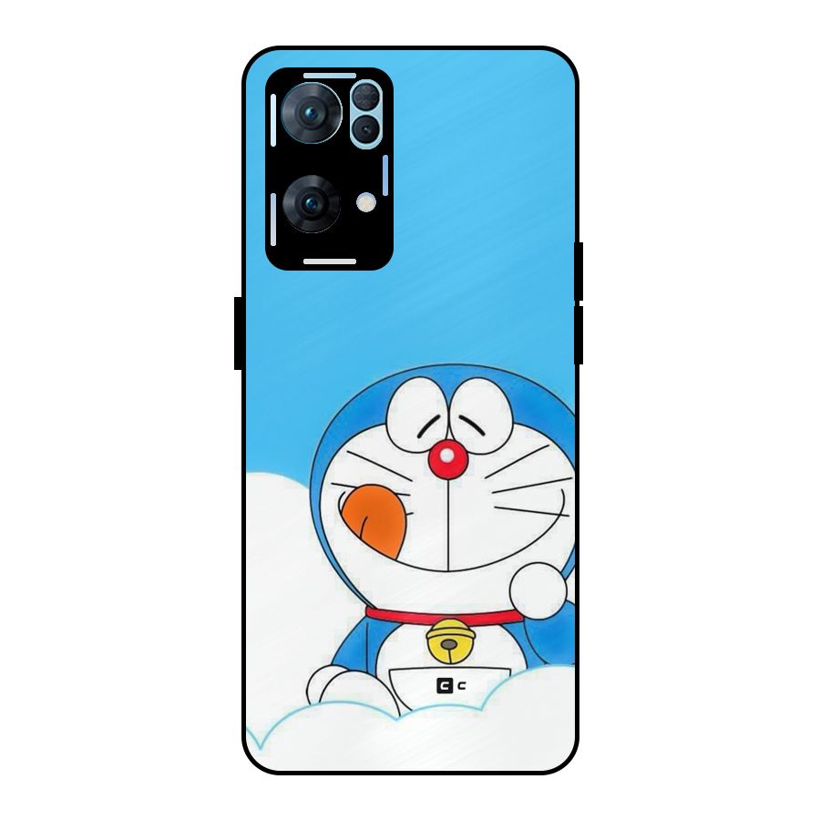 Doremon On Clouds Metal Back Case for Oppo Reno7 Pro 5G