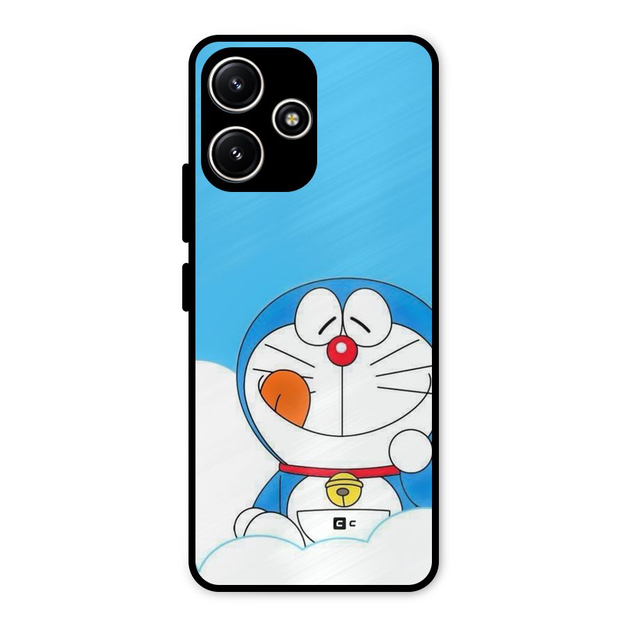 Doremon On Clouds Metal Back Case for Poco M6 Pro