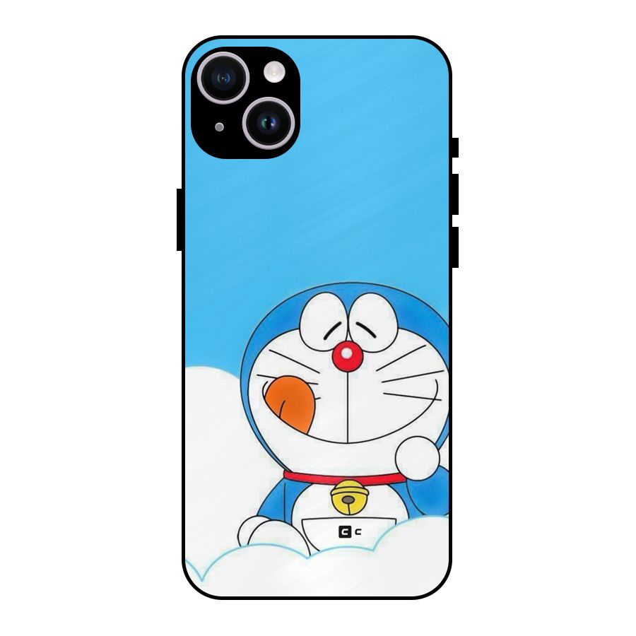 Doremon On Clouds Metal Back Case for iPhone 14 Plus