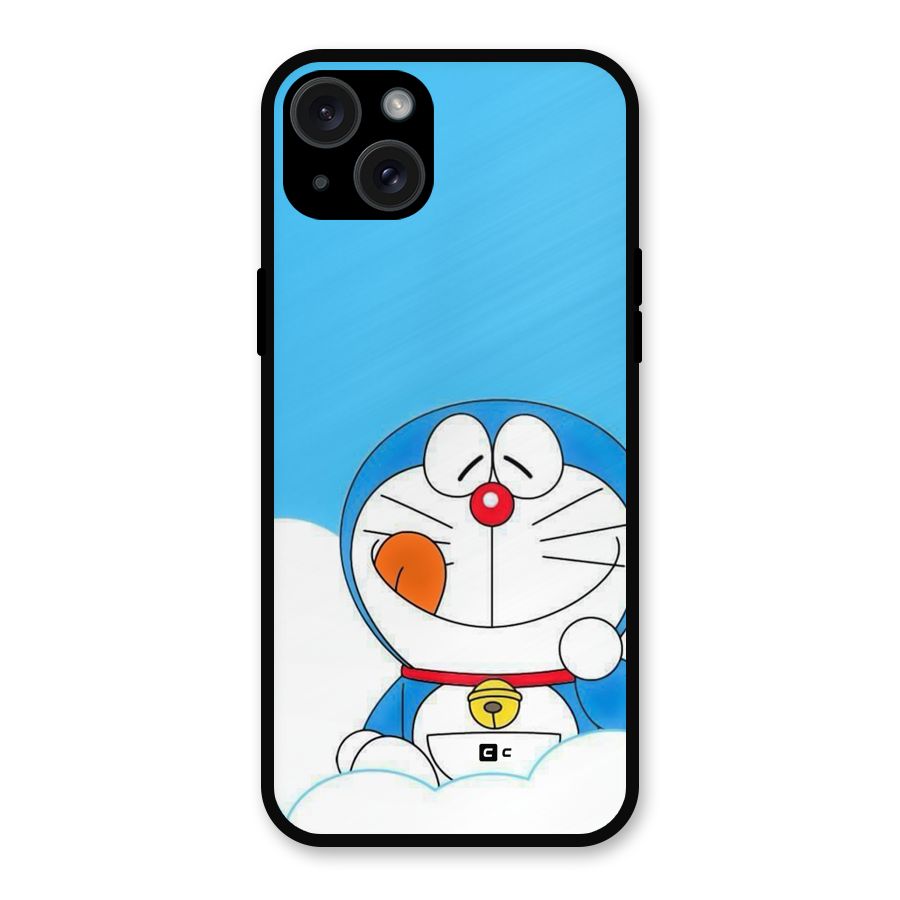 Doremon On Clouds Metal Back Case for iPhone 15 Plus