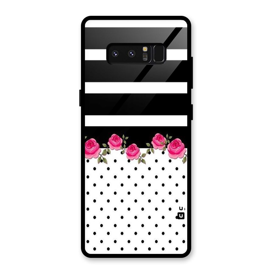 Dots Roses Stripes Glass Back Case for Galaxy Note 8