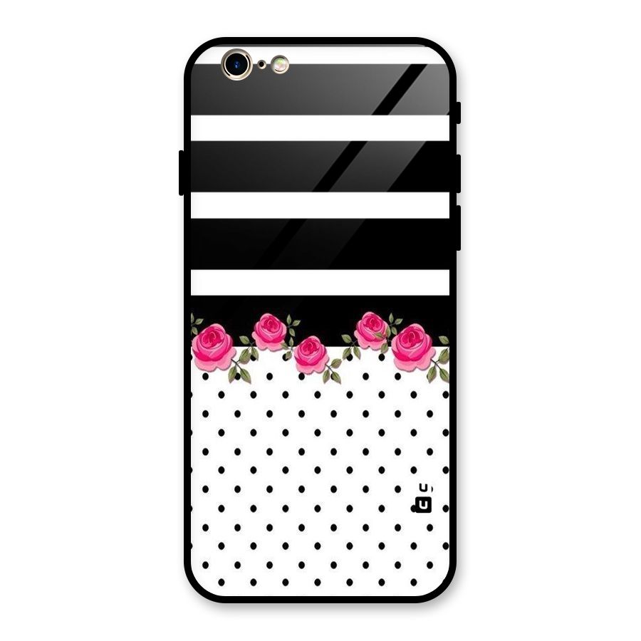 Dots Roses Stripes Glass Back Case for iPhone 6 6S