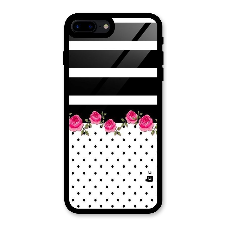 Dots Roses Stripes Glass Back Case for iPhone 7 Plus