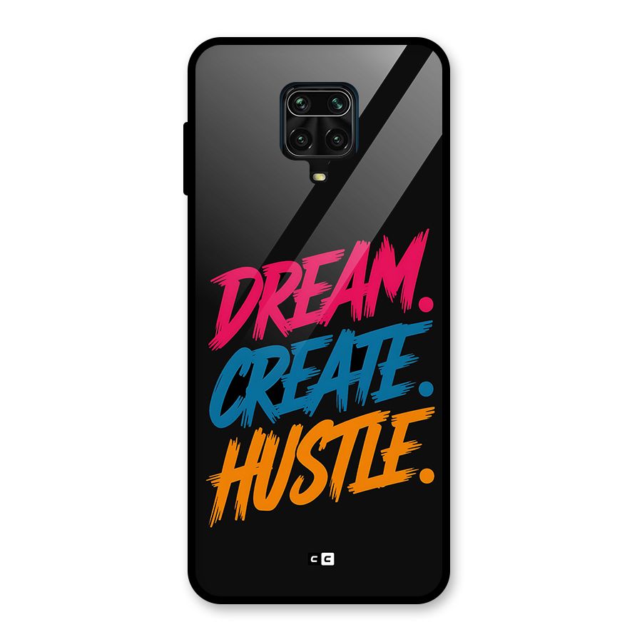 Dream Create Hustle Glass Back Case for Redmi Note 9 Pro