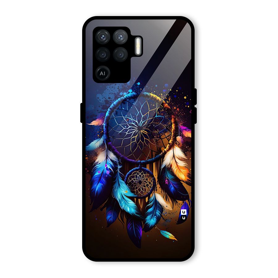 Dream Feather Glass Back Case for Oppo F19 Pro