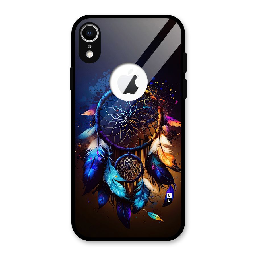 Dream Feather Glass Back Case for iPhone XR Logo Cut