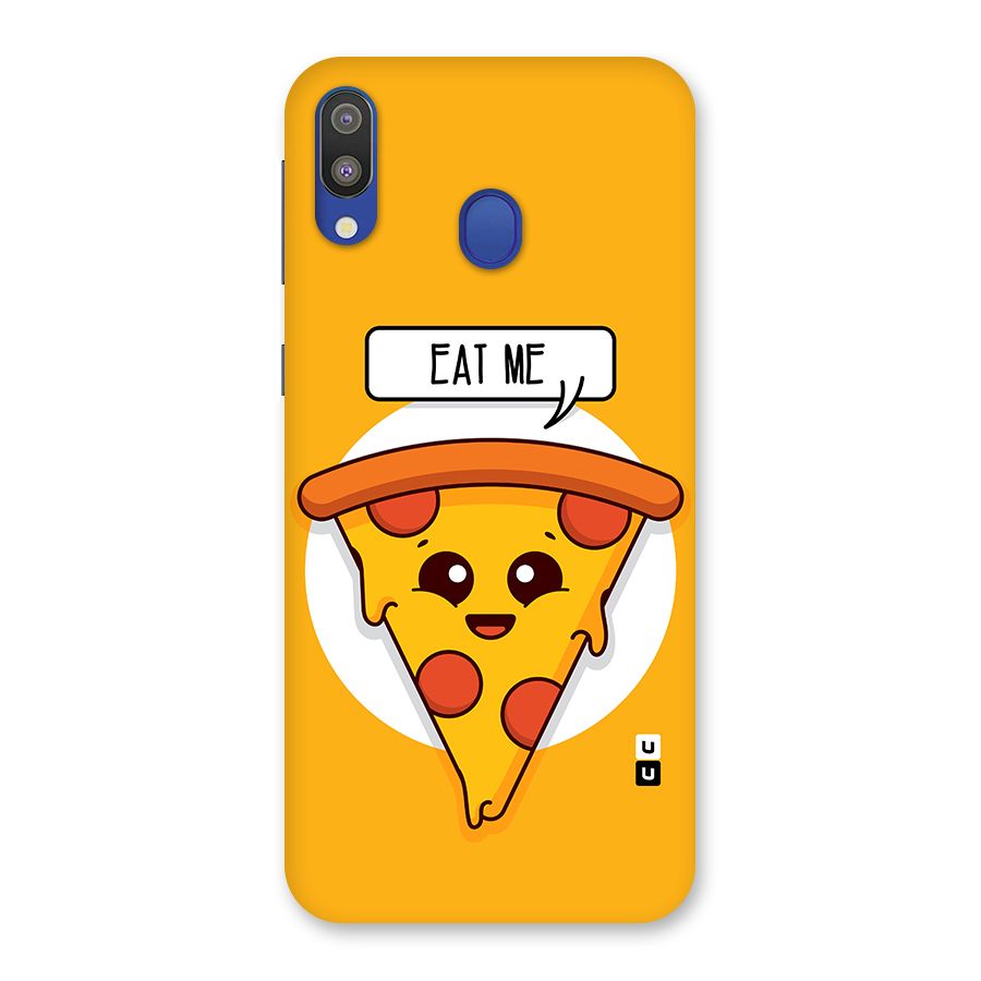 Eat Me Cute Pizza Slice Glass Back Case for Galaxy M20