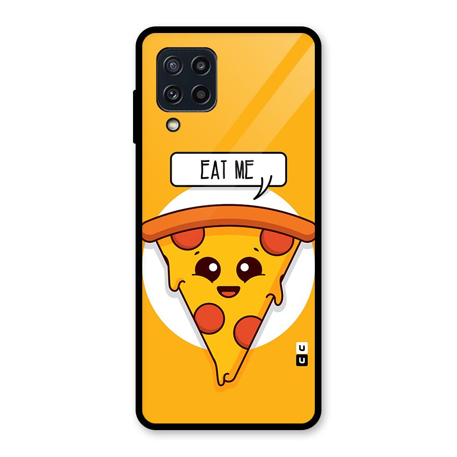 Eat Me Cute Pizza Slice Glass Back Case for Galaxy M32