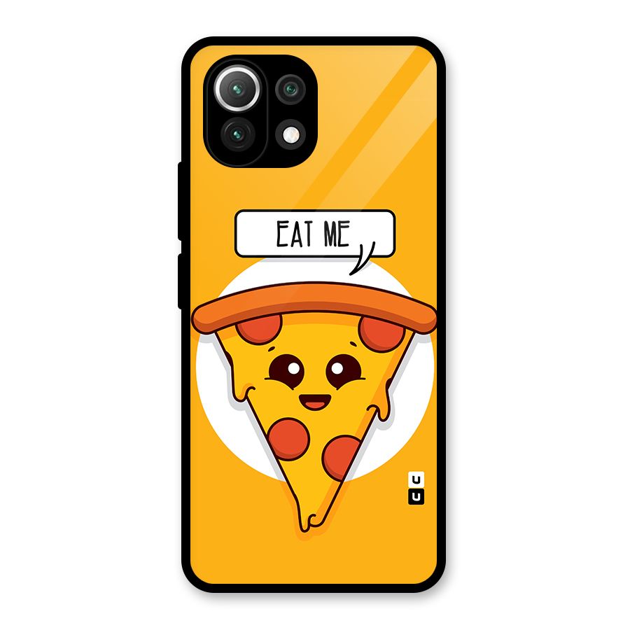 Eat Me Cute Pizza Slice Glass Back Case for Mi 11 Lite NE 5G