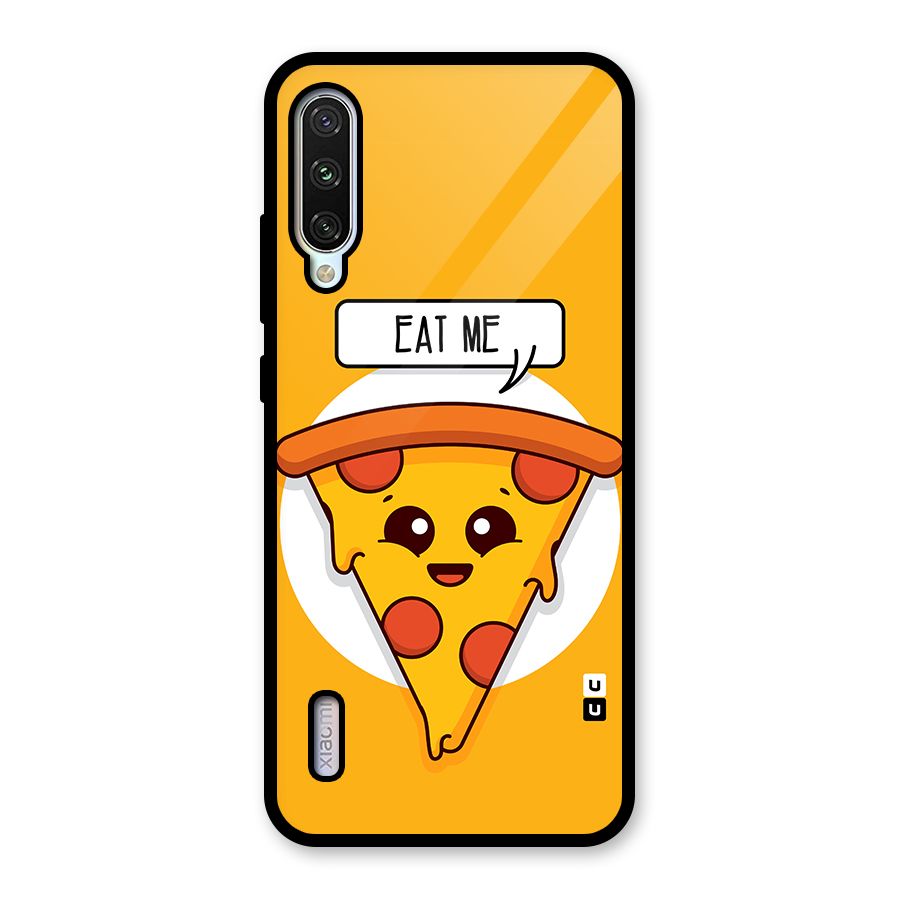 Eat Me Cute Pizza Slice Glass Back Case for Mi A3