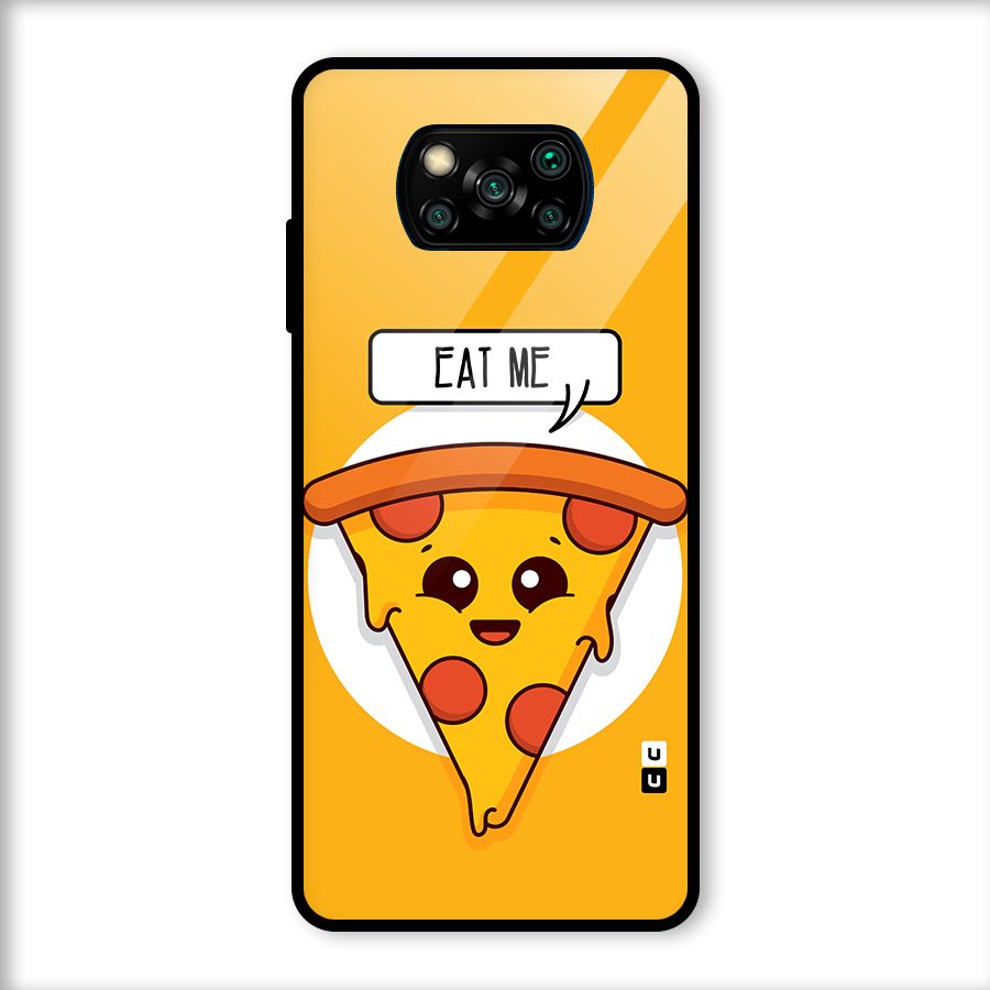 Eat Me Cute Pizza Slice Glass Back Case for Poco X3
