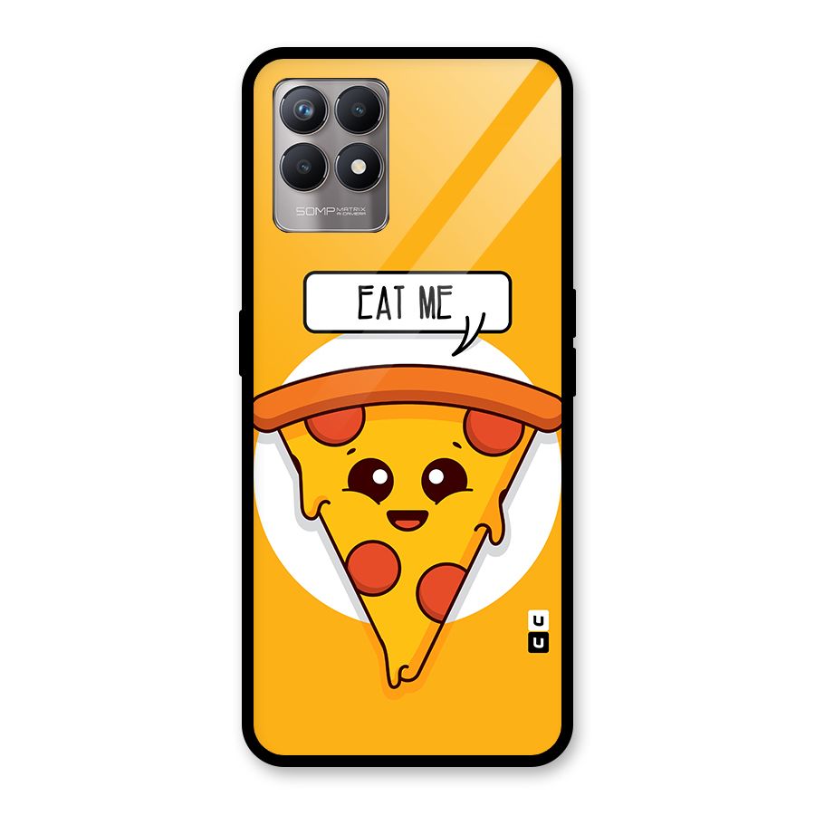 Eat Me Cute Pizza Slice Glass Back Case for Realme 8i