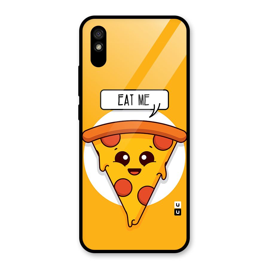 Eat Me Cute Pizza Slice Glass Back Case for Redmi 9i