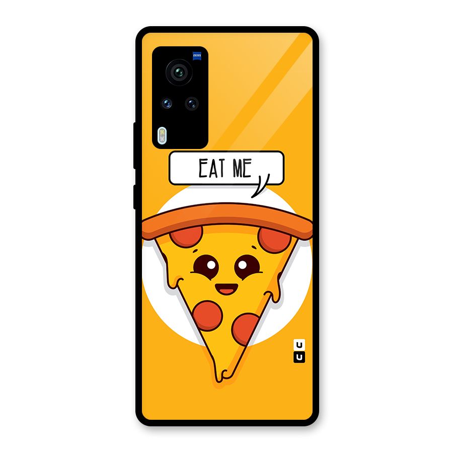 Eat Me Cute Pizza Slice Glass Back Case for Vivo X60 Pro