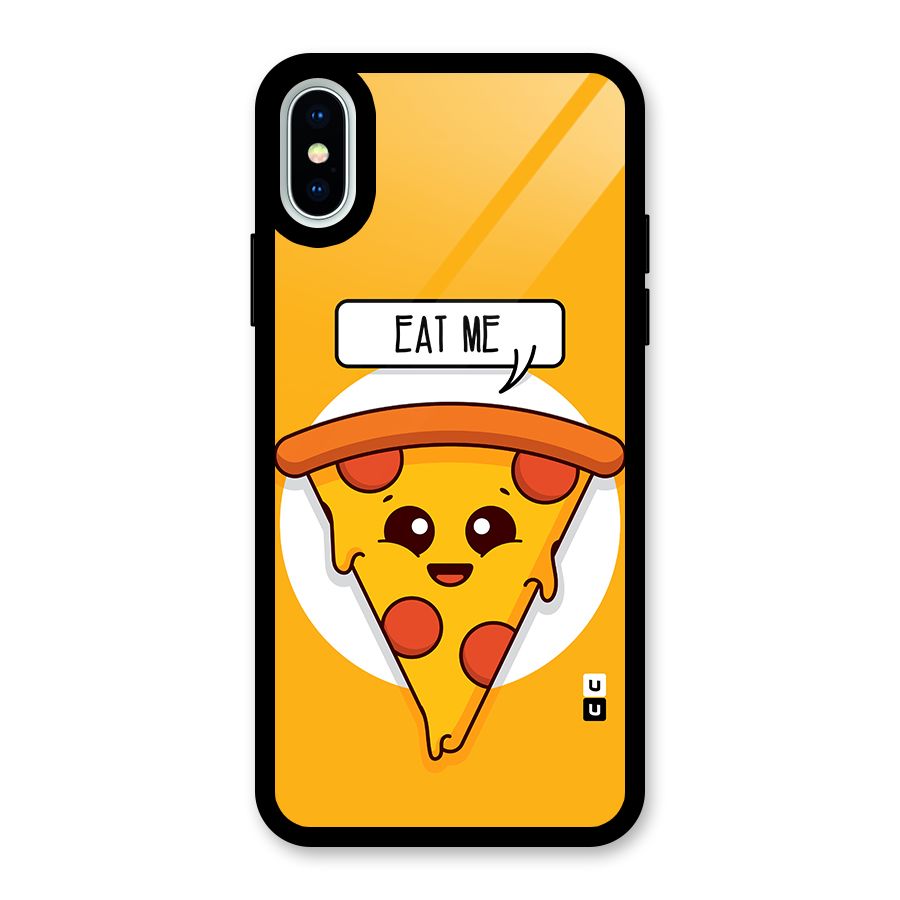Eat Me Cute Pizza Slice Glass Back Case for iPhone X