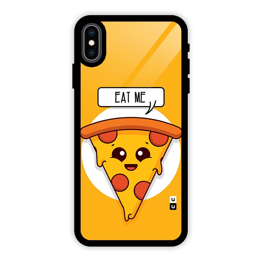 Eat Me Cute Pizza Slice Glass Back Case for iPhone XS Max