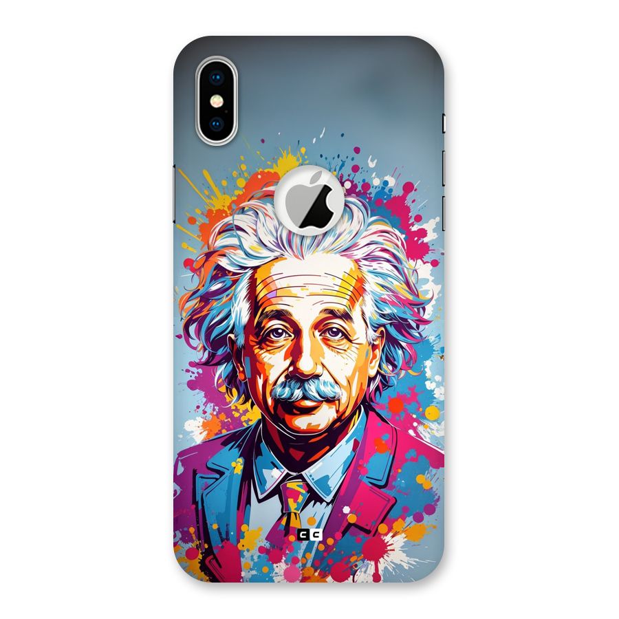 Einstein illustration Back Case for iPhone XS Logo Cut
