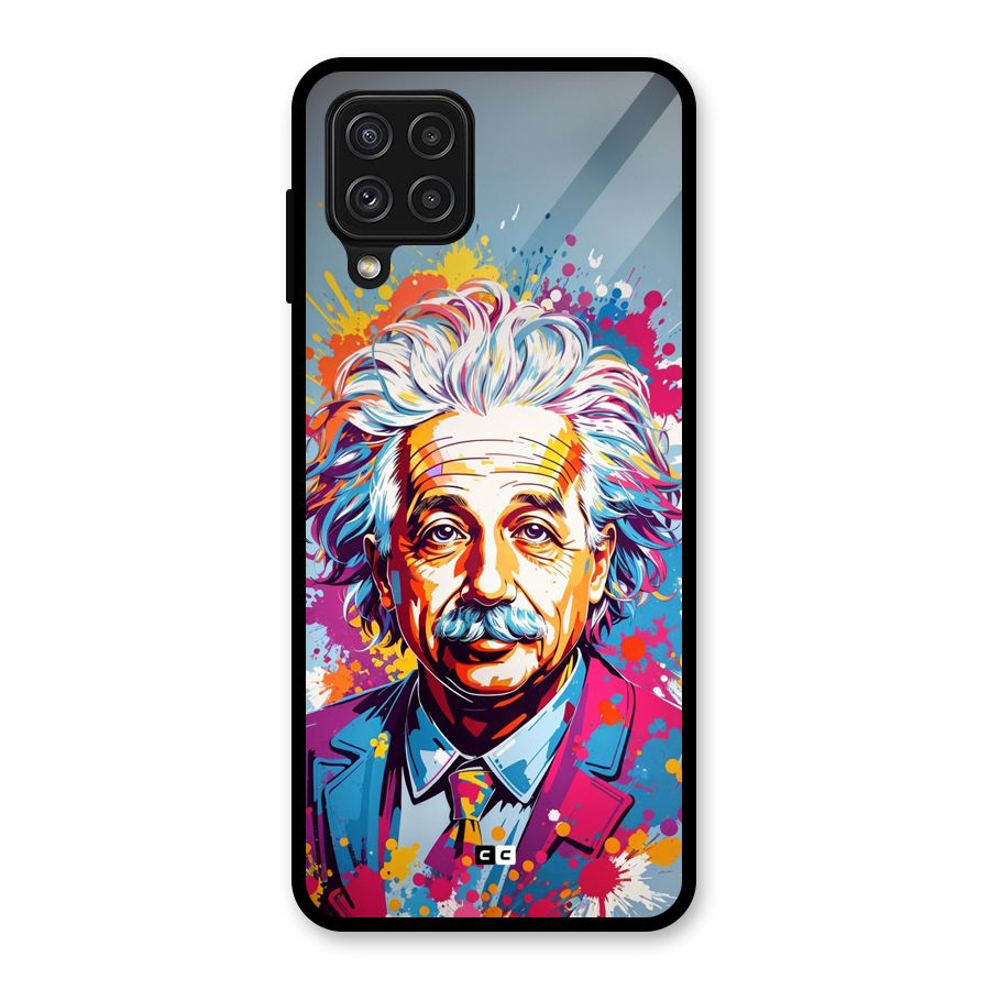 Einstein illustration Glass Back Case for Galaxy A22 4G
